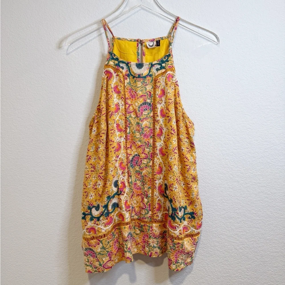 Anthropologie Akemi + Kin Yellow Floral Embroidered Top - Picture 2 of 11